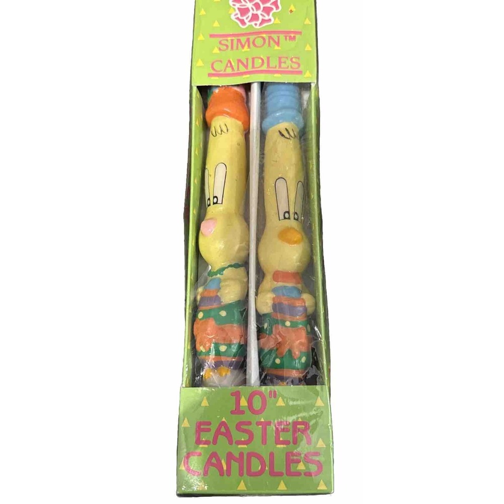 Vintage 10" Easter‎ Embossed Taper Candles Fall Bunny Rabbits